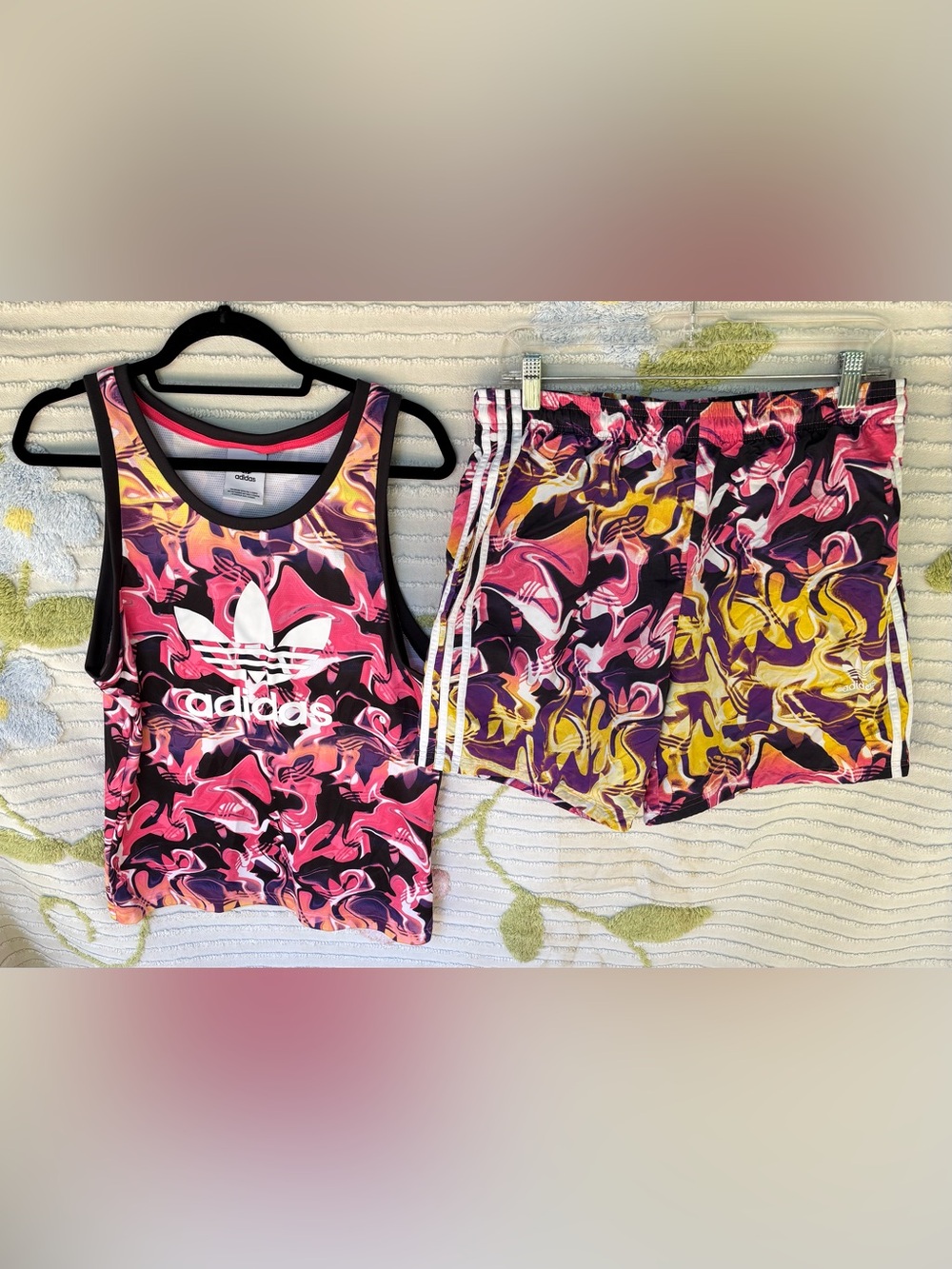 Adidas Originals Pool Party Swim Shorts AND Tank Top Tropical Print NWOT Men's M